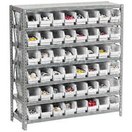 GLOBAL EQUIPMENT Steel Shelving with 48 4"H Plastic Shelf Bins Ivory - 36x12x39-7 Shelves 603430WH